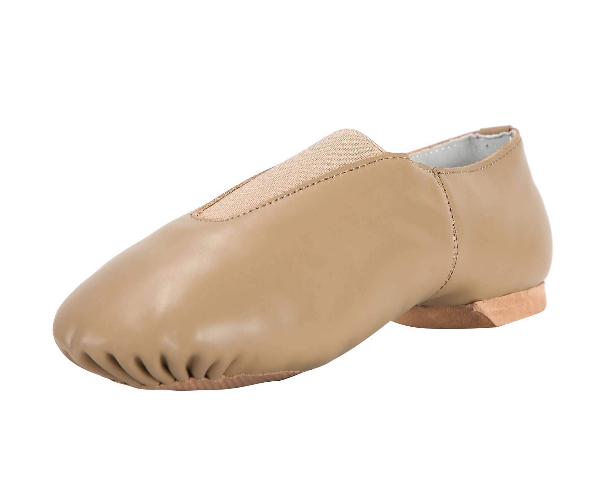 Linodes Women's Leather Upper Jazz Shoe Slip-on with Elastic Top Piece