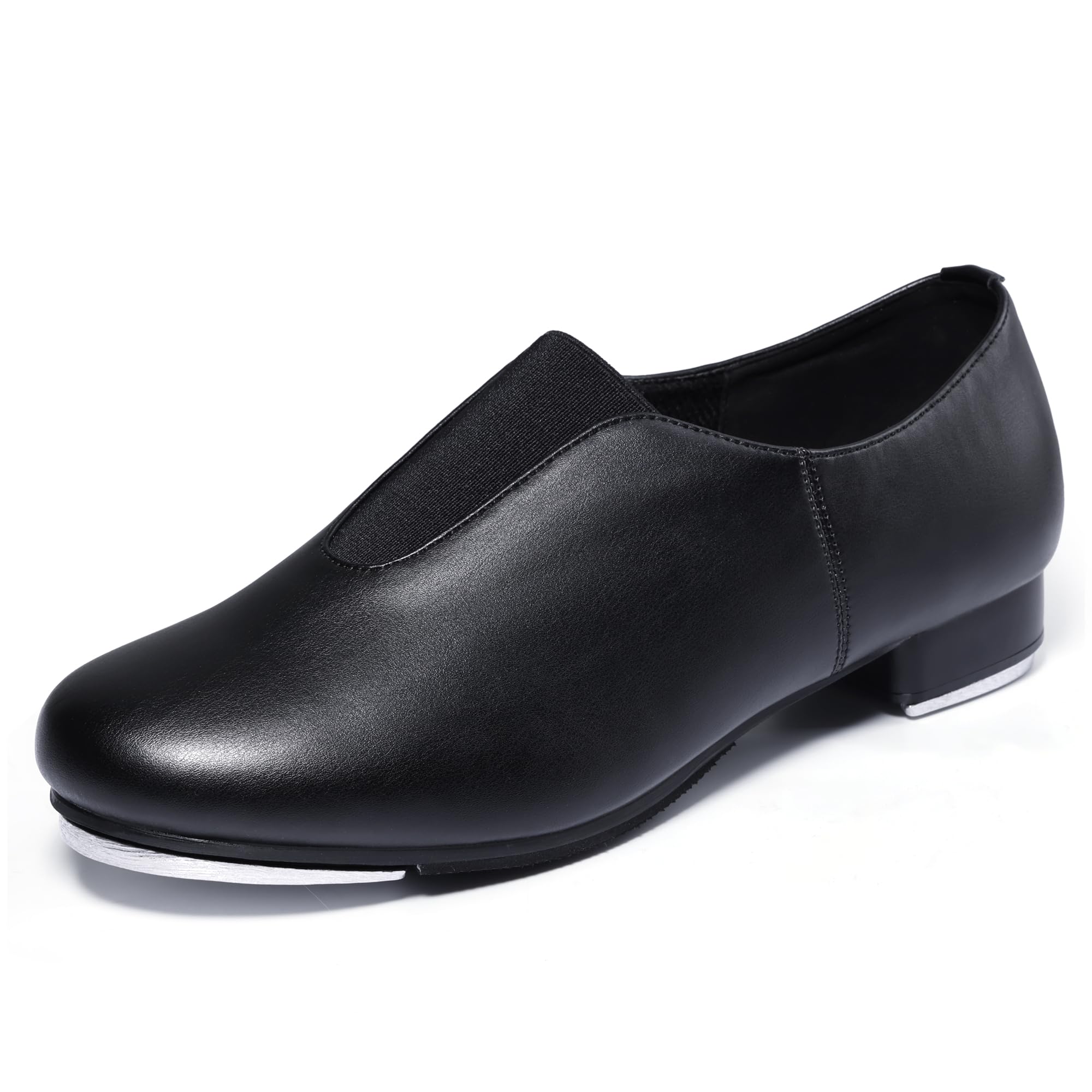 Linodes Unisex Soft Leather Upper Top Elastic Slip on Tap Shoe Dance Shoes for Women and Men's Dance Shoes